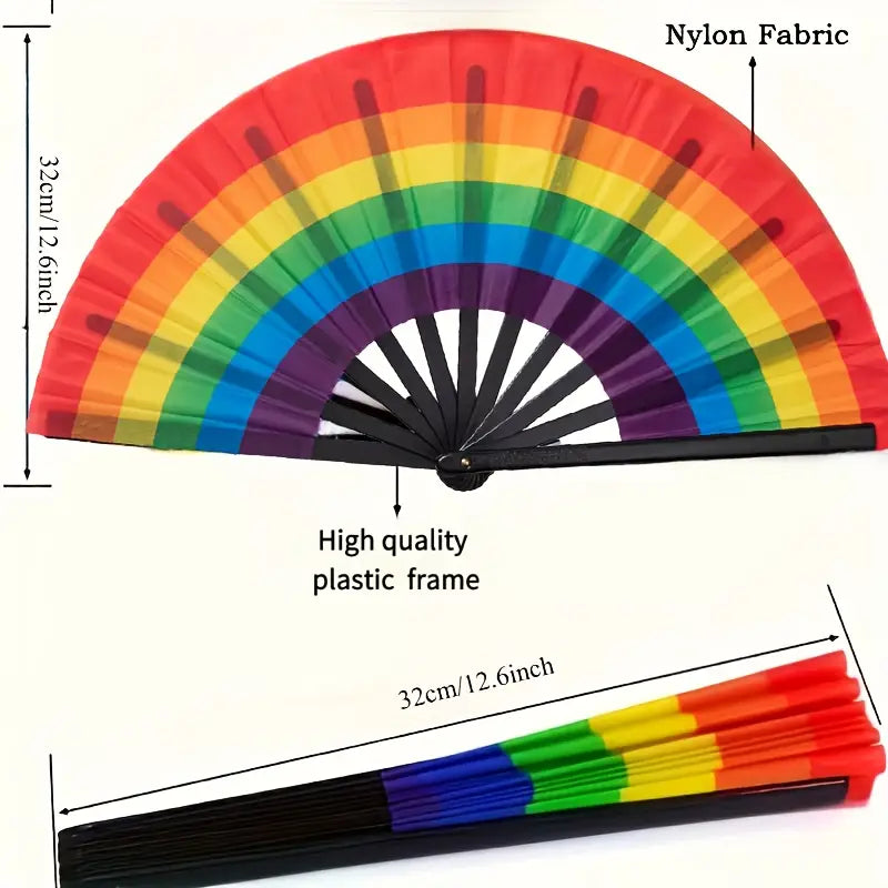 Large Rainbow Folding Hand Fan