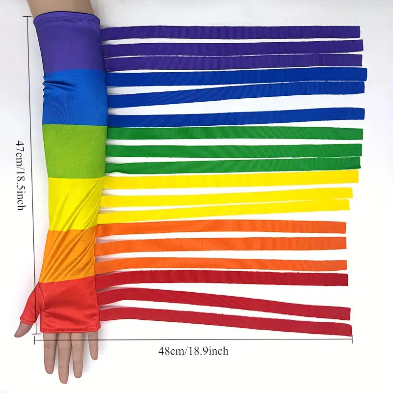 2 Sets Rainbow Gloves Tassel Flag-Waving Gloves | Perfect for Festivals, Parades, And Pride Month