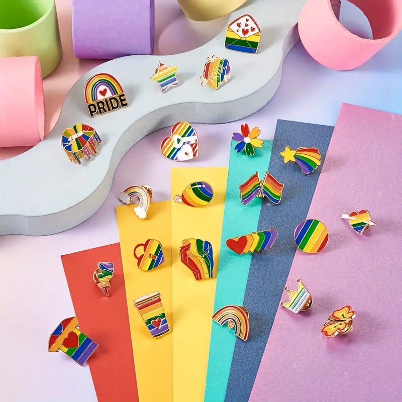 12pcs Rainbow Pride Pins - Vibrant LGBTQ+