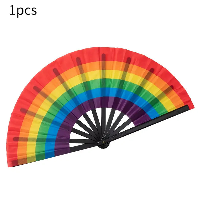 Large Rainbow Folding Hand Fan