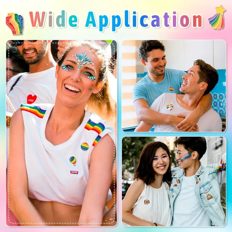 12pcs Rainbow Pride Pins - Vibrant LGBTQ+