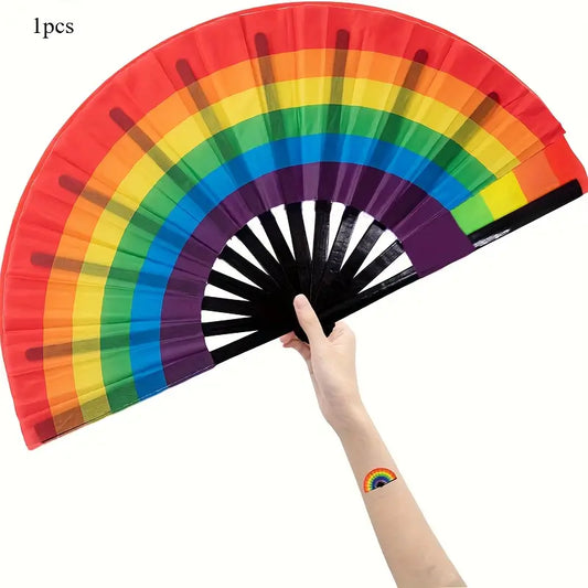 Large Rainbow Folding Hand Fan