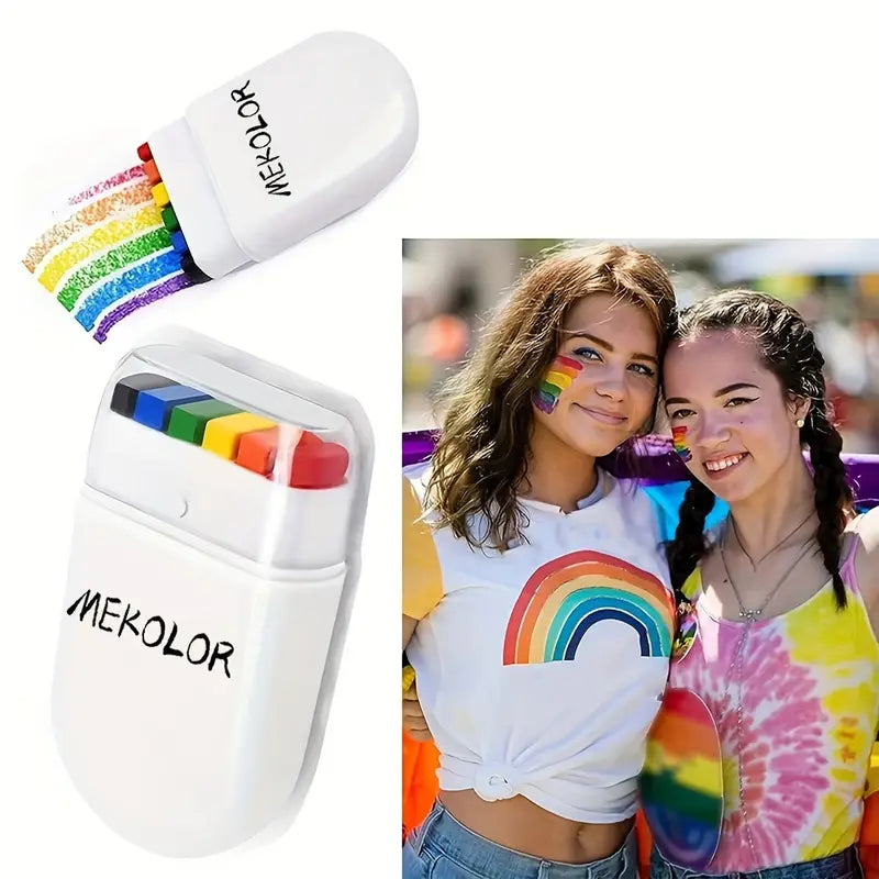 MEKOLOR Rainbow Face Paint Set: Festive Pride Flag Body Art for Parties & Festivals -