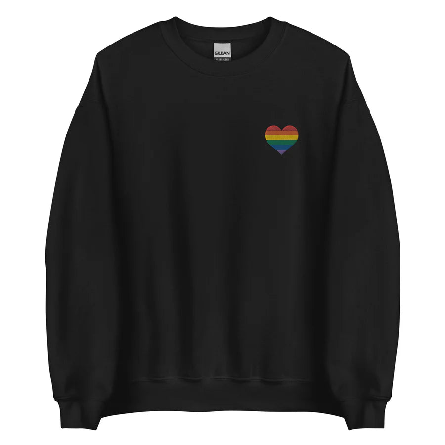 Rainbow Heart Embroidered Unisex Sweatshirt