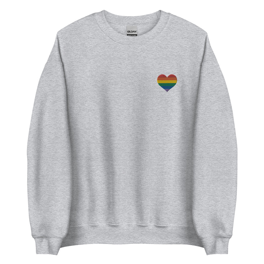 Rainbow Heart Embroidered Unisex Sweatshirt